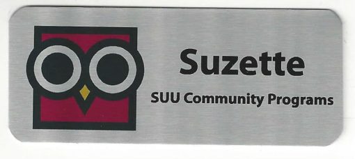 Silver Nametag with Black Letters