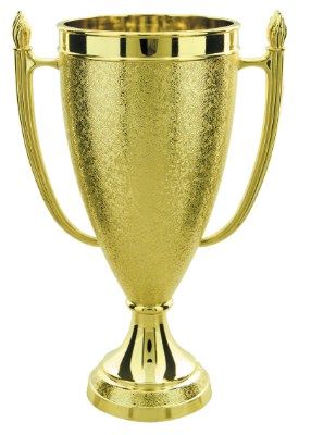 tall gold trophy plastic cup black base 