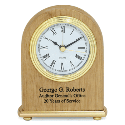 Red Alder Arched Mantle Clock