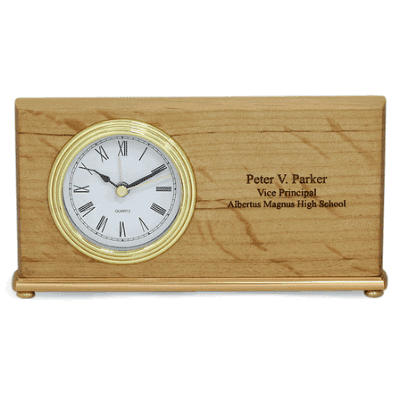 Red Alder Laser Engraved Mantle Clock