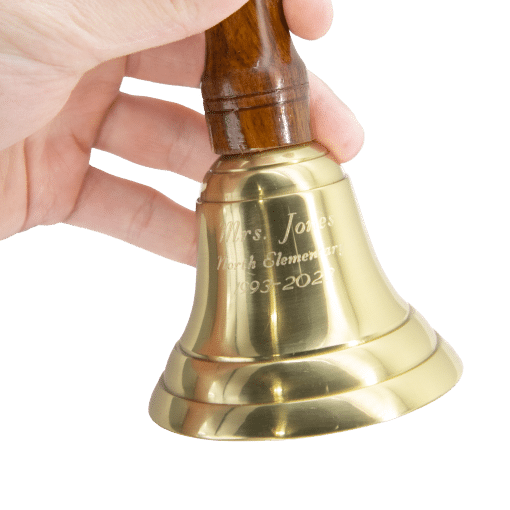 Solid Brass Teacher Bell Engraved