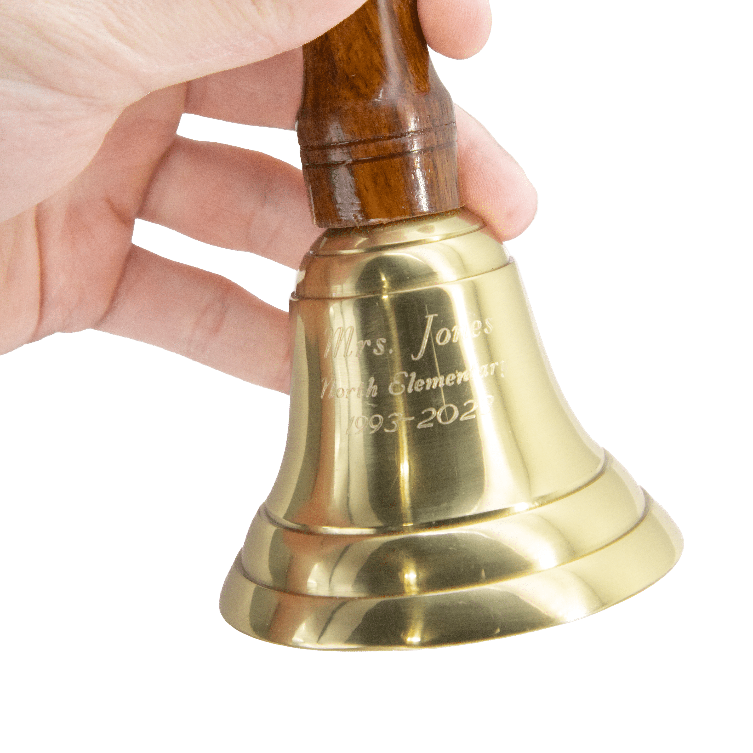 Medium Brass Handbell with Wooden Handle Gem Awards