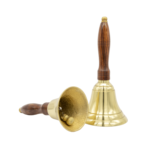Custom Engraved Brass Bells with Wooden Handle