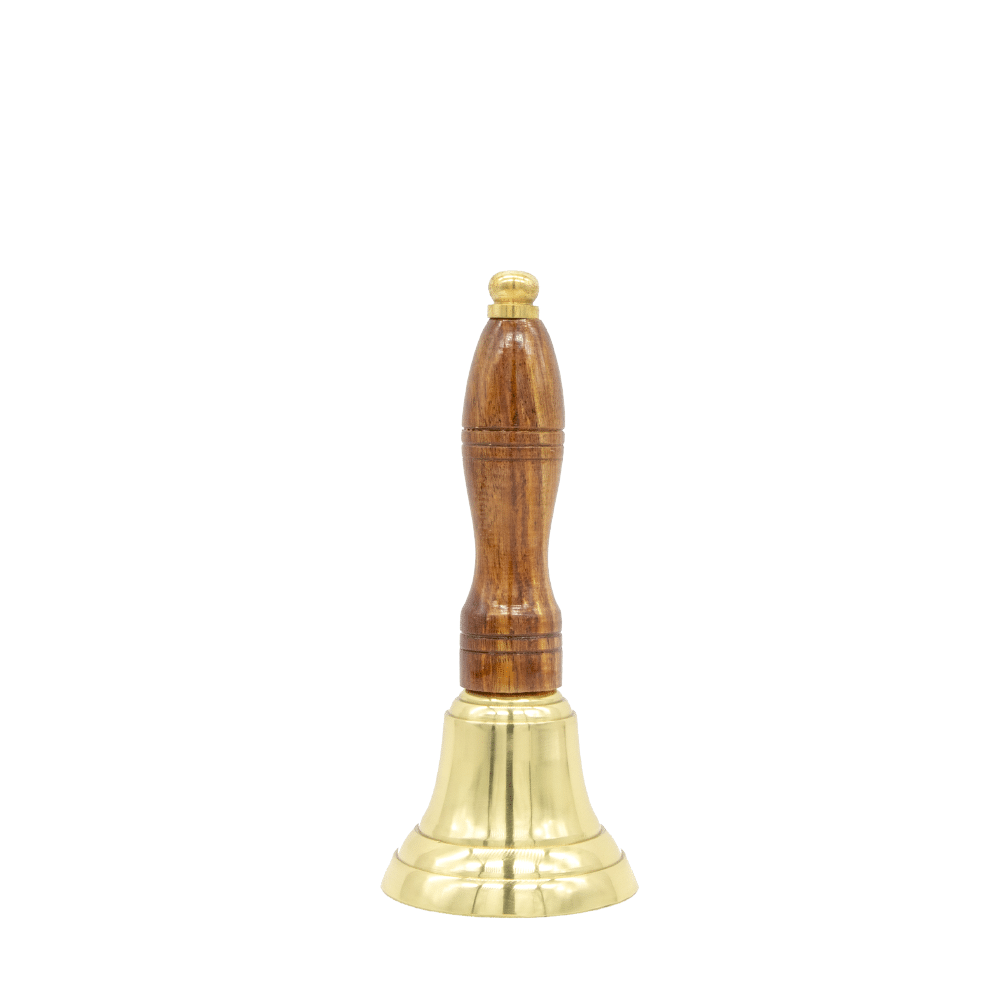 Small Brass Bell with Wooden Handle - Gem Awards