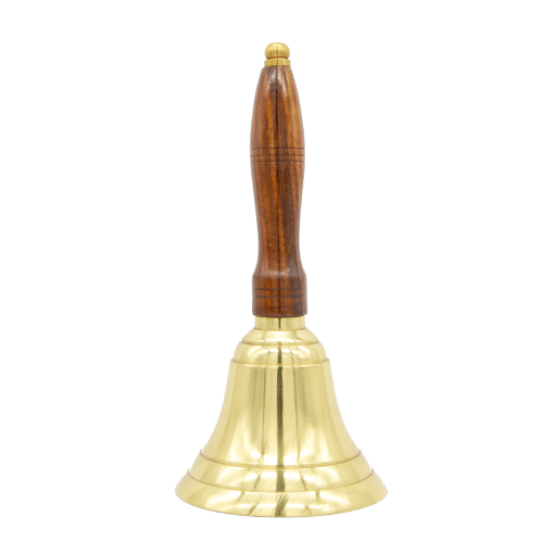 Large Brass Bell With Wooden Handle