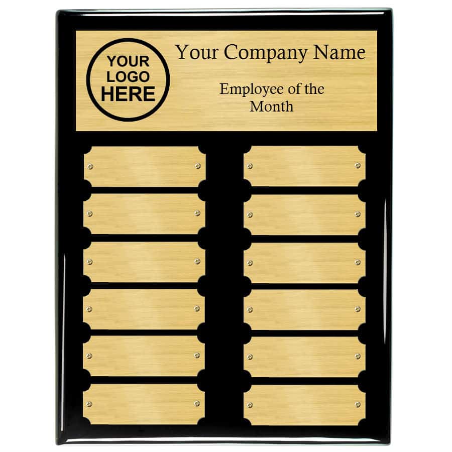 Trophy Cups Piano Finish Black Wood Base with Personalized Gold Plate