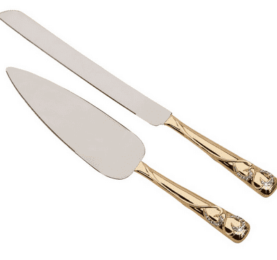 "Forever" Gold Knife and Server Set