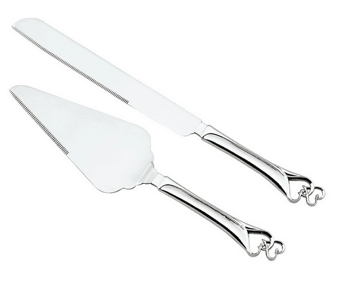 Cake Knife Server Set with Double Hearts