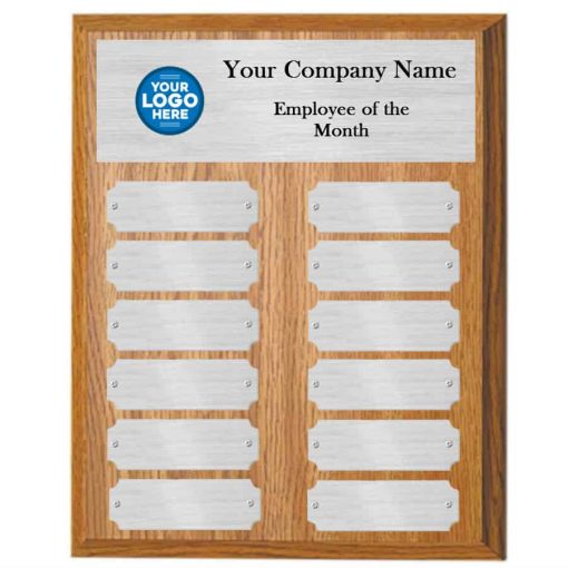 Oak and Silver Employee of the Month Perpetual Plaque