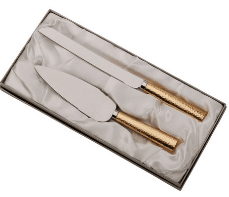 Gold Hammered Wedding Cake Server Set