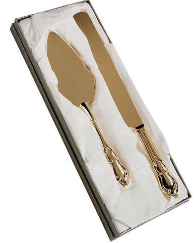 Gold Wedding Cake Knife and Server Set