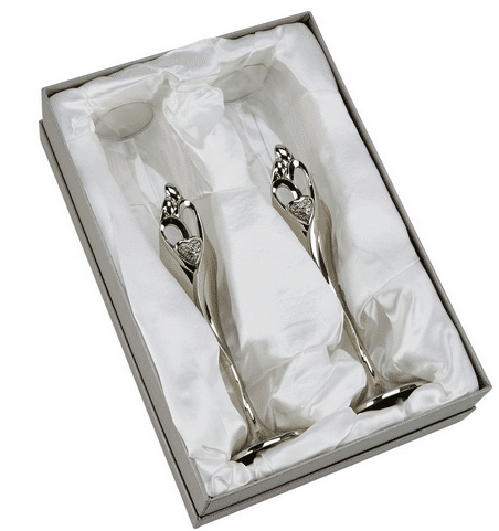 embrace Silver Wedding Flutes in Box