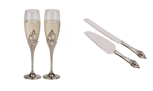 Embrace Toasting Flutes and Server Set Wedding Package