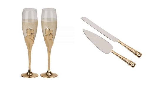 Forever Toasting Flutes and Server Set Wedding Package