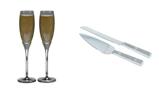 Glitter Toasting Flutes and Wedding Caker Servers