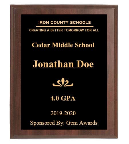 4.0 GPA Plaque