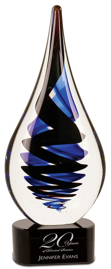 Black and Blue Art Glass Trophy