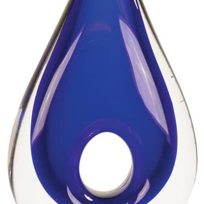 Blue Teardrop Art Glass Trophy