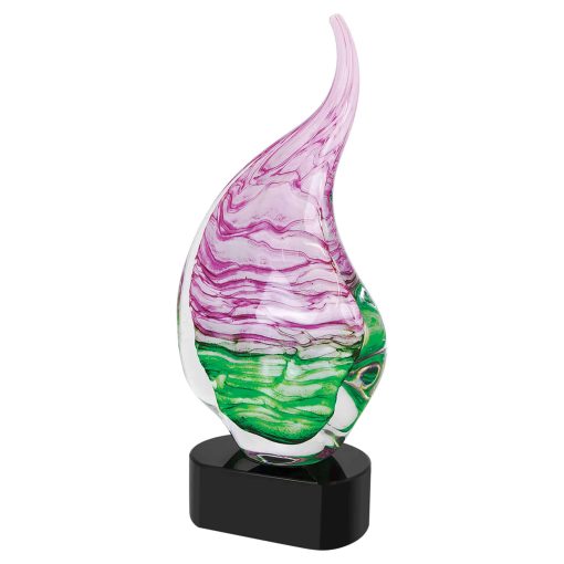 Pink and Green Artglass Trophy