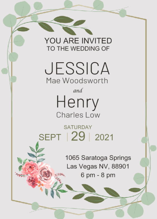 Natural Rose Elegant Metal Wedding Invitation