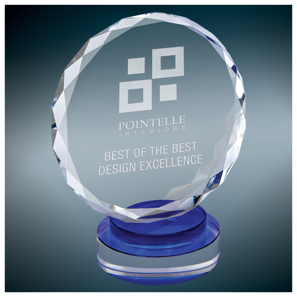 Round Faceted Crystal with Blue Accent Gem Awards