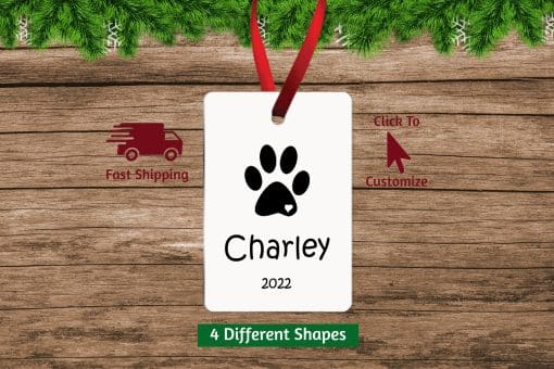 Personalized Dog Christmas Ornament Rectangle