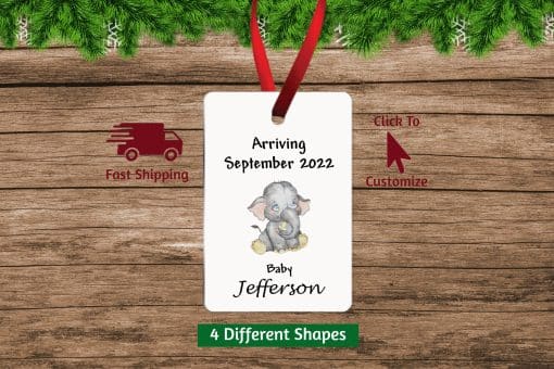 Baby Elephant Baby Announcement Ornament Rectangle