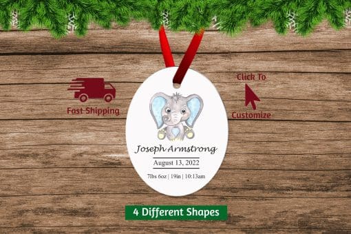 Baby boys first christmas ornament oval