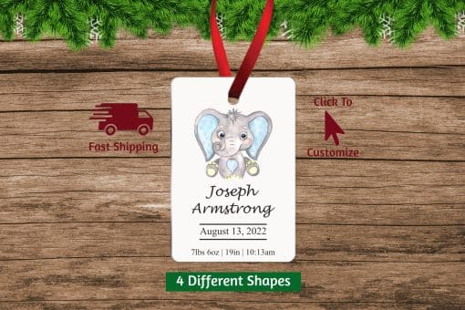 Baby boys first christmas ornament Rectangle