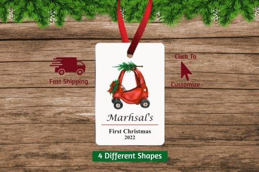 Baby Boy First Christmas Ornament Vertical Rectangle