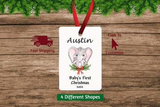 Baby Girl First Christmas Ornament Rectangle