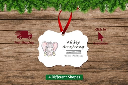Baby Girl First Christmas Ornament Scallop