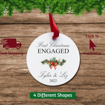 Our First Christmas Engaged Ornament Circle