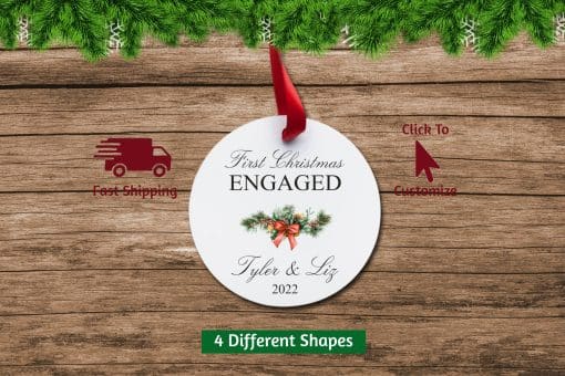 Our First Christmas Engaged Ornament Circle