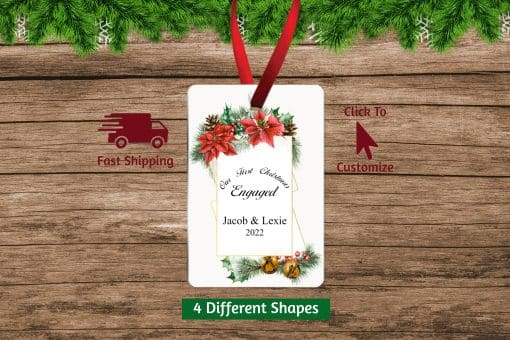 First Christmas Engaged Ornament Rectangle