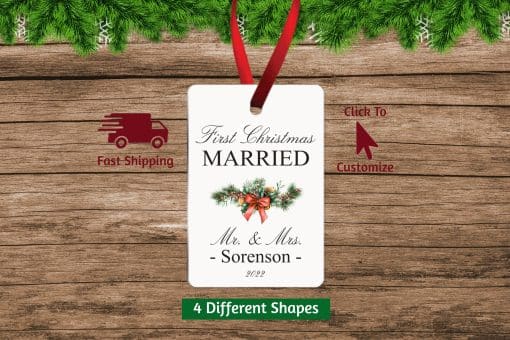 Our First Christmas Married Ornament Rectangle