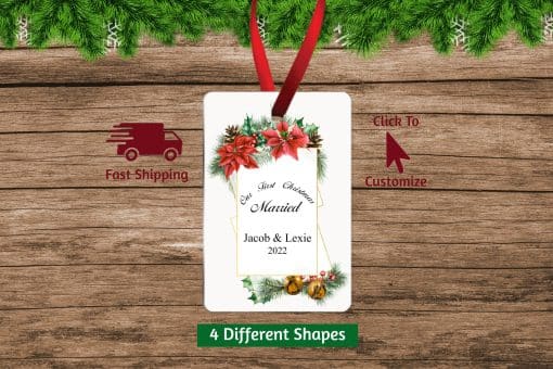 First Christmas Married Ornament Vertical