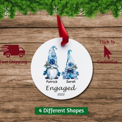 Engaged Christmas Ornament Gnomes Circle