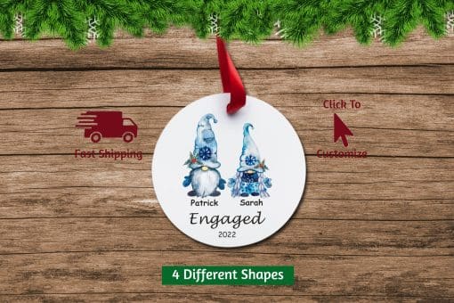 Engaged Christmas Ornament Gnomes Circle