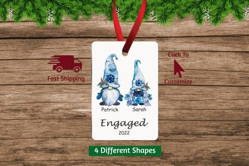 Engaged Christmas Ornament Gnomes Rectangle