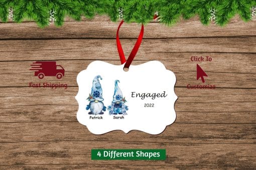Engaged Christmas Ornament Gnomes Scallop