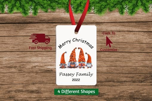 Gnome Family Christmas Ornament Rectangle