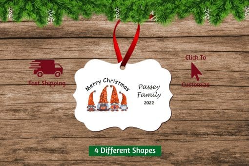 Gnome Family Christmas Ornament Scallop