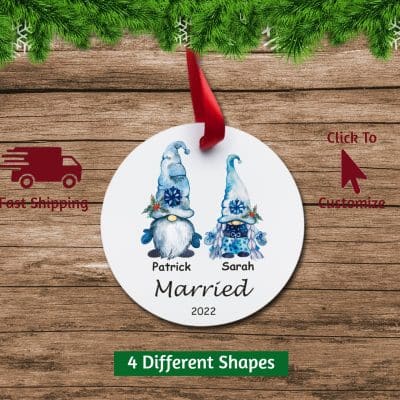 Married Christmas Ornament Gnomes Circle