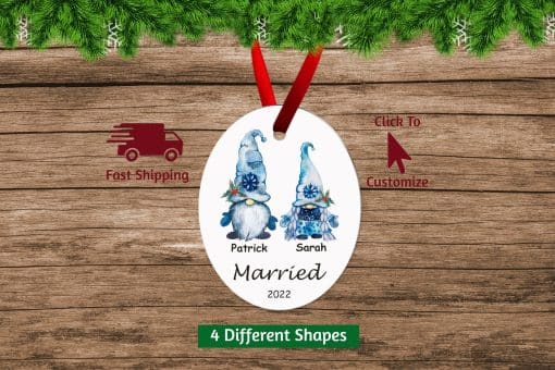 Married Christmas Ornament Gnomes Oval