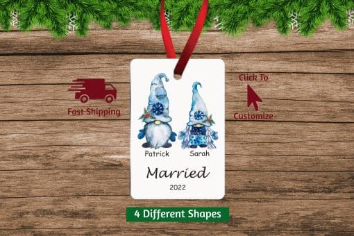Married Christmas Ornament Gnomes Rectangle