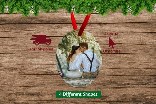 Oval Engagement Photo Christmas Ornament