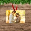 Rectangle Engagement Photo Christmas Ornament