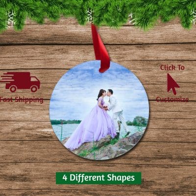 Circle Wedding Marriage Photo Ornament