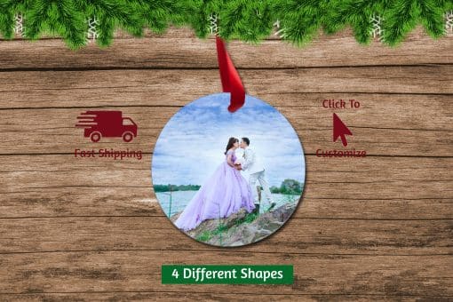 Circle Wedding Marriage Photo Ornament